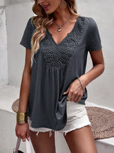 Crochet Short Sleeve Plunge T-Shirt